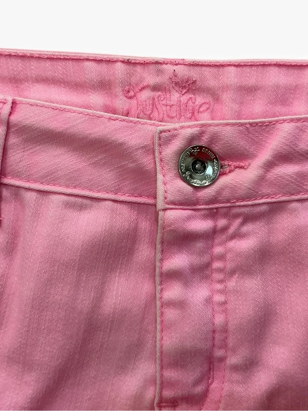Girls Justice Stretch Denim Twill 5 pocket Low Rise Shorts in Barbie Pink-Sz14.5